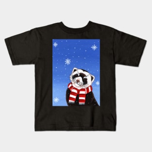 Ferret in the Snow Kids T-Shirt